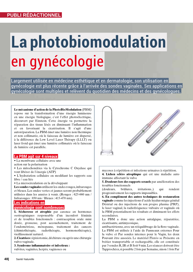 La photobiomodulation en gynécologie